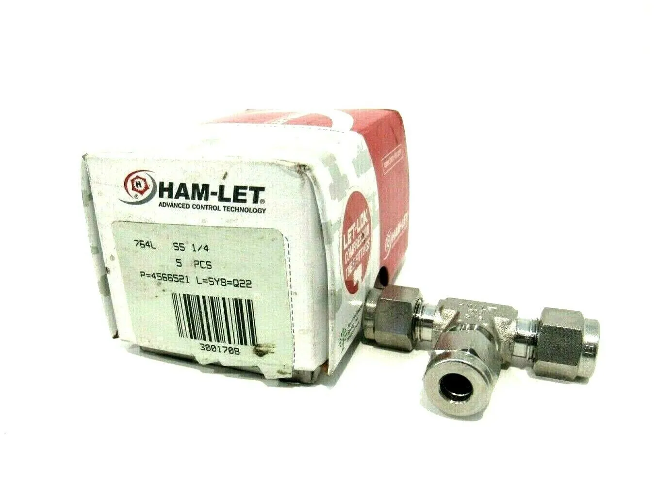 LOT OF 5 NEW HAM-LET 764L SS 1/4 STAINLESS STEEL FITTINGS 764LSS14