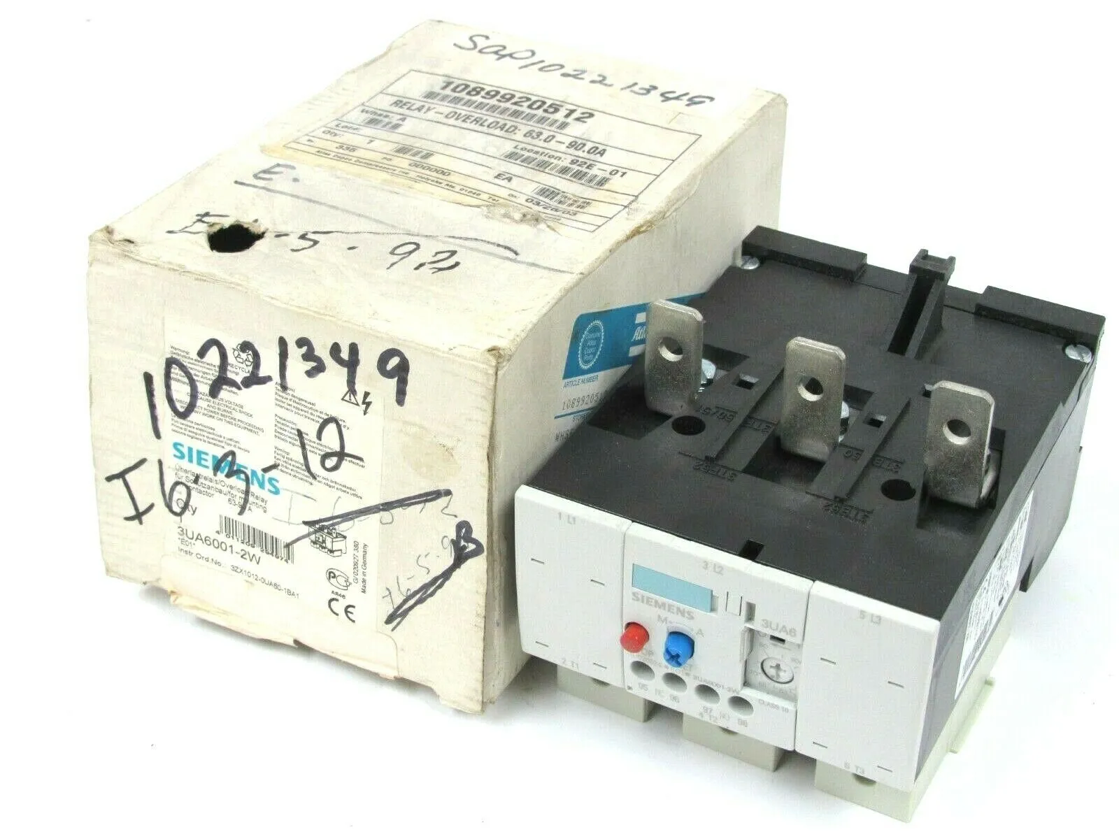NEW SIEMENS 3UA6001-2W OVERLOAD RELAY 3UA60012W