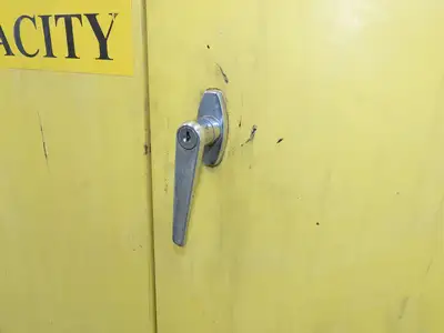 Eagle 1928 Flammable Safety Cabinet 55 Gallon In Use Horizontal Drum
