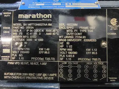 New | in-Stock MARATHON XH 145TTGN6527AA 6M Motors (misc) British Columbia CA | Lenmark #416005