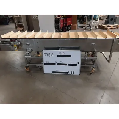 Used 23"W X 9'-6"L Stainless Steel Sanitary Cleated incline Belt Conveyor