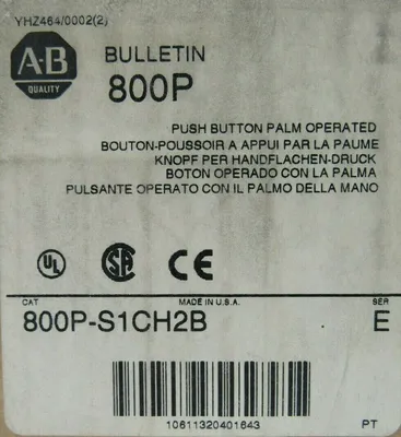 NEW ALLEN BRADLEY 800P-S1CH2B PUSH BUTTON PALM OPERATED SER E 800PS1CH2B