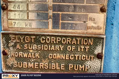Used 1991 FLYGT B2250 Submersible Pumps Wisconsin US | Proxy Equipment #1385007