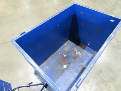 Portable Steel Hopper 1/2 Yard Tote Non-Tilt Towable Cart 36x24x27" Blue