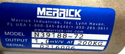 NEW MERRICK N39188-72 LOAD CELL OUTPUT 1.0MV/V AT 200KG N3918872