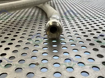USED 96" STAINLESS STEEL BRAIDED HOSE W/ PARKER FS-502-8FP CONNECTOR TO THREADED