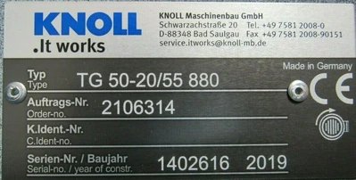 NEW KNOLL TG 50-20/55 880 CENTRIFUGAL PUMP 230-460V 2106314 TG502055880