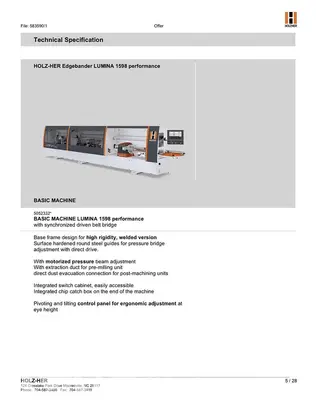 USED 2021 HOLZ-HER 1598 LUMINA SINGLE SIDED EDGEBANDER