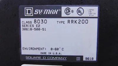 Square D 8030 RRK200 SY/MAX 9 Slot Rack Chassis Series E2 Used