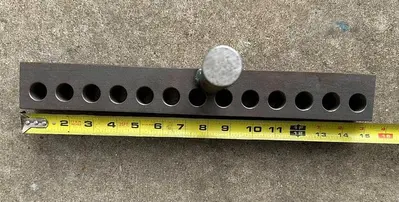 Metal  Spinning Tool Rest w/1" Post ~ Face is 15" x 2" w/ 3/4" Holes (5810)