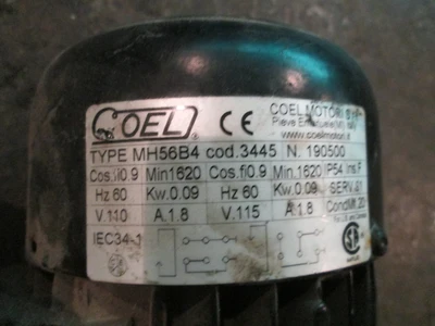 0.09 kW Coel Motor, 60 Hz