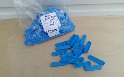 lot of 10  New Amp blue protective caps   2 3/4"x 1/2"x 1/8"