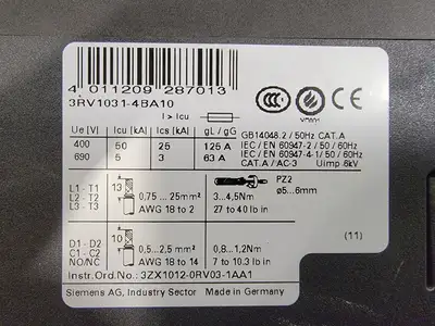 New | in-Stock SIEMENS 3RV1031-4BA10 Switchgears British Columbia CA | Lenmark #243694
