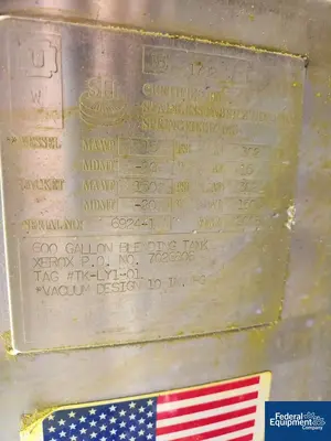 USED Stainless Fabrication 600 Gal SFI Mix Kettle, 304 S/S, 15/150#
