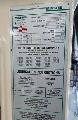 USED 1998 MINSTER P2H-63