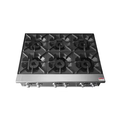 New | in-Stock Atosa New Atosa ACHP-6 HD 36" Countertop Gas (6) Burner Hotplate with Total 192,000 BTU Hot Plates Illinois US | Falcon Restaurant Supply #1375233