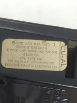 USED FEDERAL PACIFIC CU-AL-15