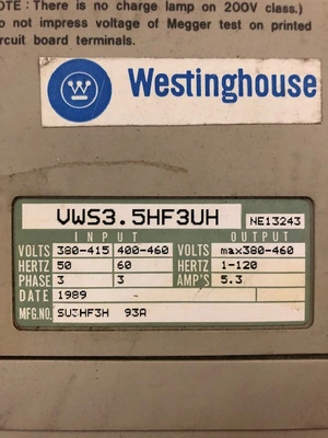 Westinghouse Adjustable Frequency Control VWS3.5HF3UH New Storeroom Spare