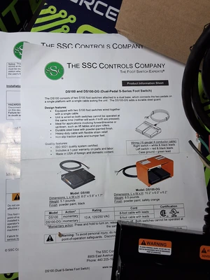 SSC SCONTROLS DS100 DUAL FOOT SWITCH / PEDAL - BRAND NEW