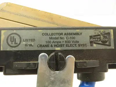 Duct-o-Wire C-100 Current Collector Arm Duct-o-Bar 100 Amp Single Shoe Black
