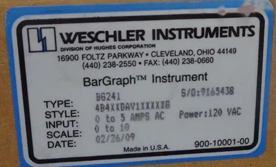 NEW WESCHLER BG241 BARGRAPH METER 4B4XXDAV1XXXXXG
