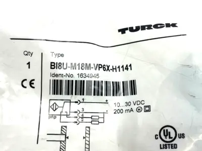BI8U-M18M-VP6X-H1141, 1634945 | Turck BI8U-M18M-VP6X-H1141 Inductive Proximity Switch Extended Distance 1634945 - New