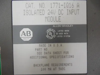 Allen Bradley 1771-IQ16/A Isolated 24V DC Input Module w/o Terminal Block Used