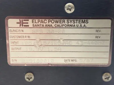 USED ELPAC POWER SYSTEMS POWER SUPPLY 105/115/125VAC 47-440HZ