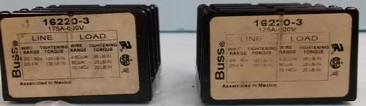 QTY. 2. BUSS 16220-3 DISTRIBUTION BLOCKS 175A-600V...