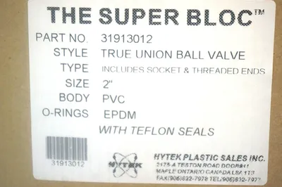 NEW HYTEK 31913012 TRUE UNION BALL VALVE 2"