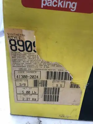 Garlock SYNTHEPAK 8909 3/8″ Synthetic Lattice Braid Compression Packing 25ft NIB