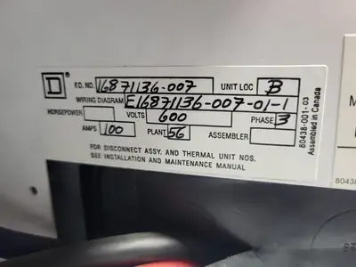 USED SQUARE D MODEL 6