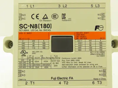 Fuji SC-N12 (400) Magnetic Motor Starter Contactor 400A 3 Pole 50/60Hz Coil 120V