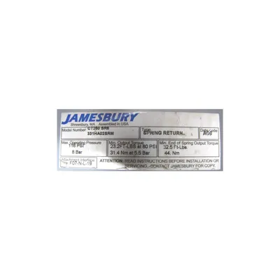 1-1/2" JAMESBURY BALL VALVE WITH SPRING RETURN ACTUATOR