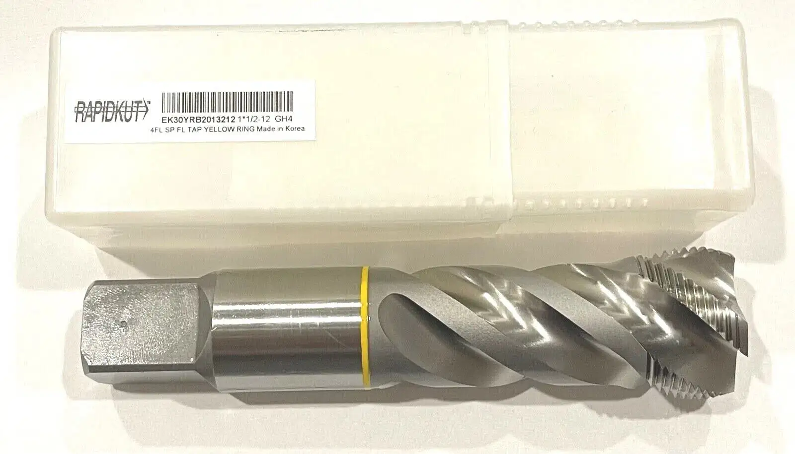 RapidKut 1-1/2"-12 Tap High Performance Semi Bottoming Tap Yellow Ring 4 Flute
