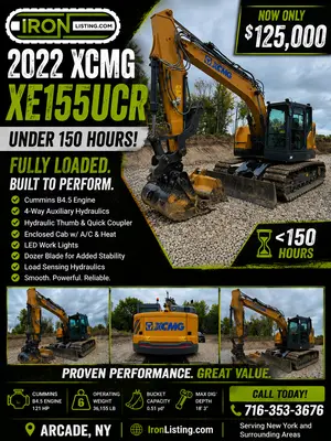 2022 XCMG XE155UCR Excavator | Iron Listing (1)