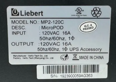 NEW VERTIV GXT5-2000LVRT2UXL RACK TOWER UPS W/ MP2-120C MicroPOD BYPASS SWITCH