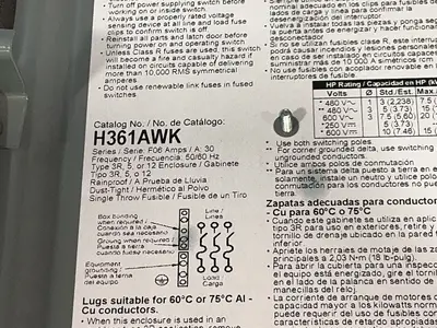 Used SQUARE D H361AWK Switchgears Ohio US | HGR 24 #1316525