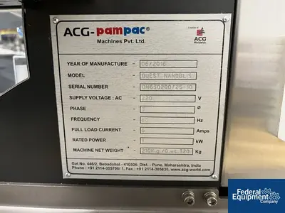 USED PAM Pharmaceuticals ACG Pan Blister Pack Machine, Model Quest Nanoblis