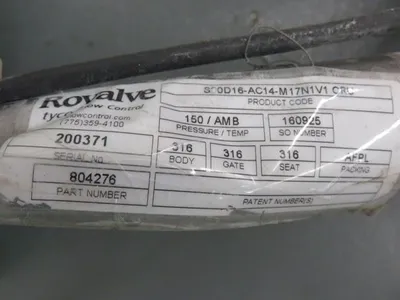Rovalve / Tyco 16"-150 knife gate valve with pneumatic actuator