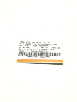 Westinghouse 4160V/888A316H01 Blade Fan