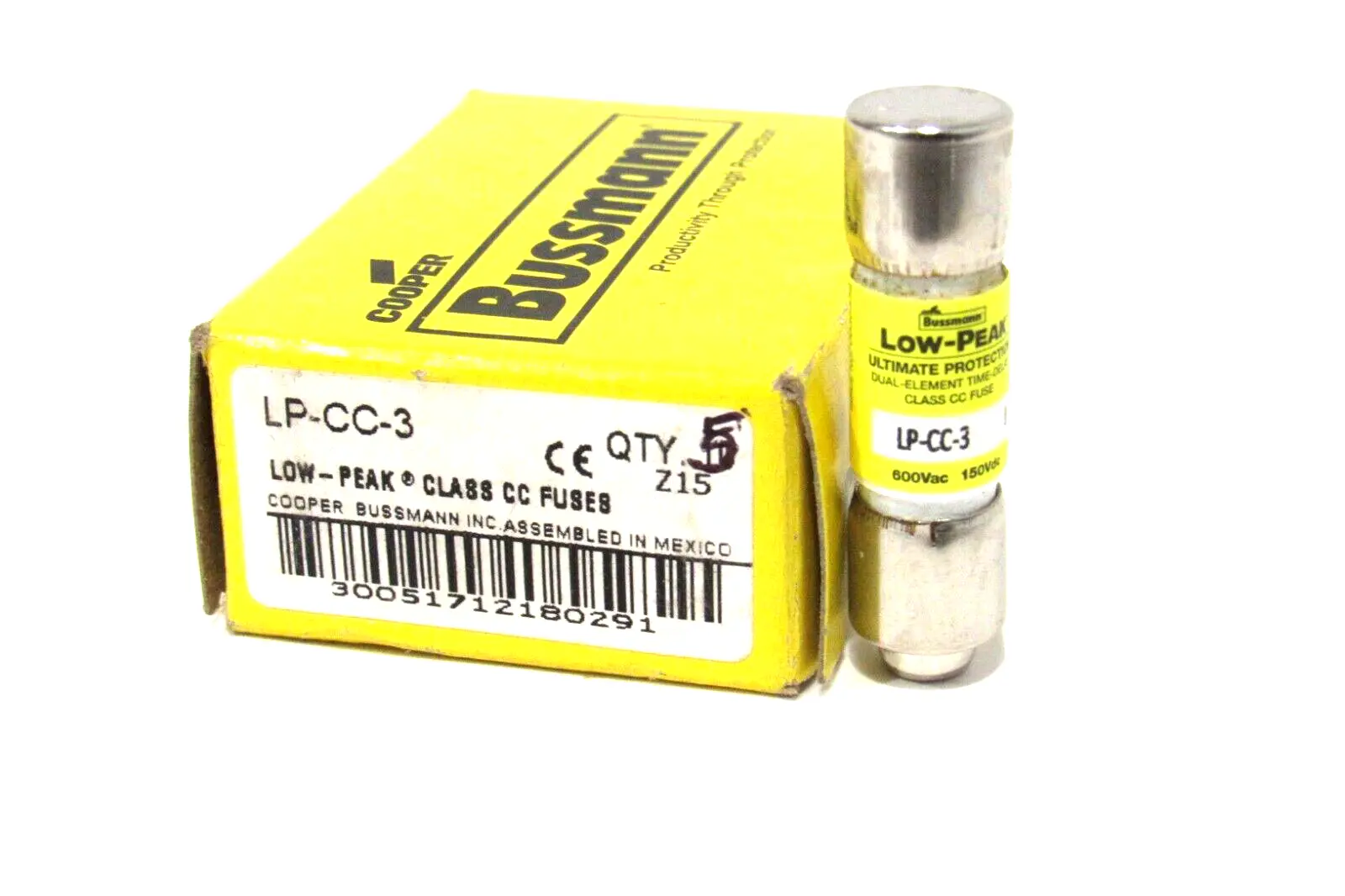 BOX OF 5 NEW BUSSMANN LP-CC-3 FUSES LPCC3