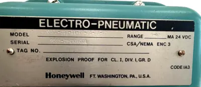 NEW HONEYWELL 870022-013-11-00-01-27-00 PNEUMATIC VALVE POSITIONER 24VDC