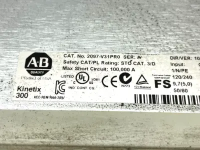 2097-V31PR0 | Allen Bradley  Ser A Drive Servo 120/240VAC 1-Phase 0.40kW 2.8A - Used