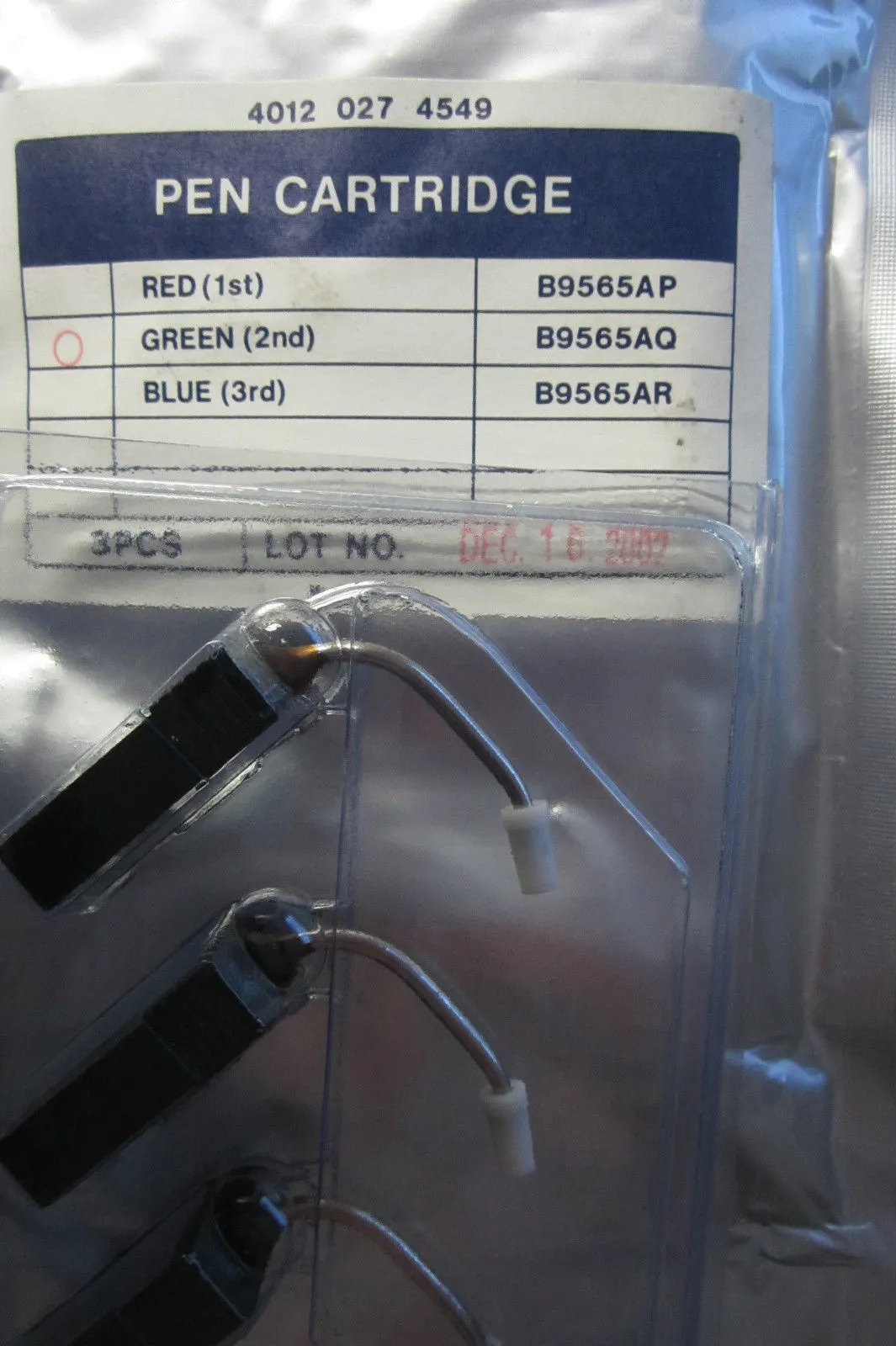 3 NEW SEALED 4012 027 4549 GREEN PEN CARTRIDGES 40120274549