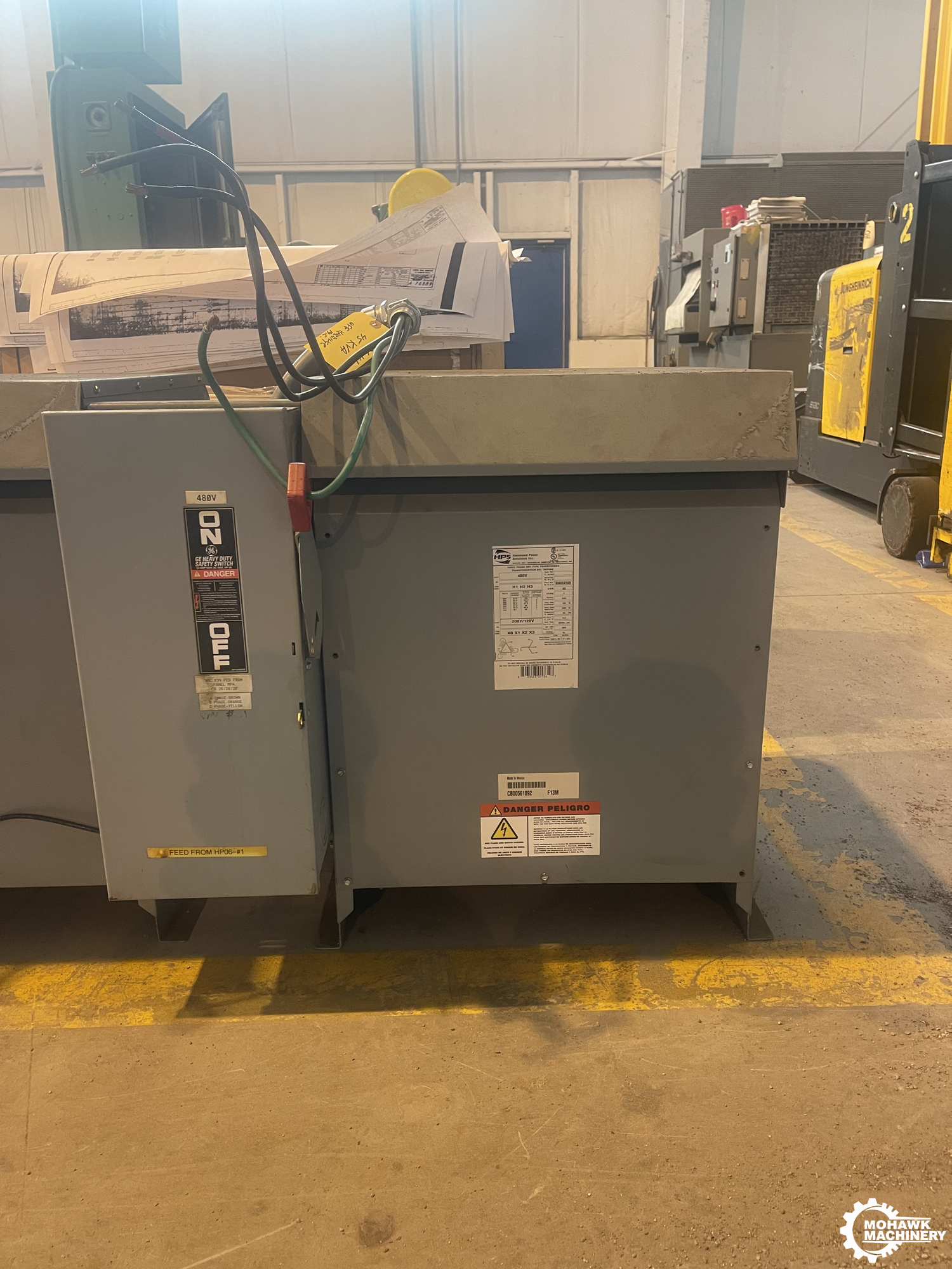 45 KVA HAMMOND POWER SOLUTIONS "NMKL045KB" 3-PHASE DRY-TYPE TRANSFORMER w/480 VOLT PRIMARY - 208Y/120V SECONDARY