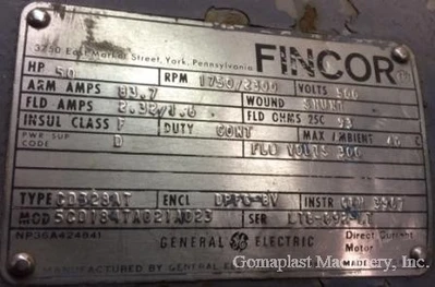 50 HP DC GE Motor, Item # 1658