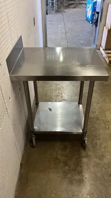 Used Falcon Restaurant Supply Used 24" X 30" Stainless Steel Table with Shelf and Casters Food Prep Tables Illinois US | Falcon Restaurant Supply #1374765