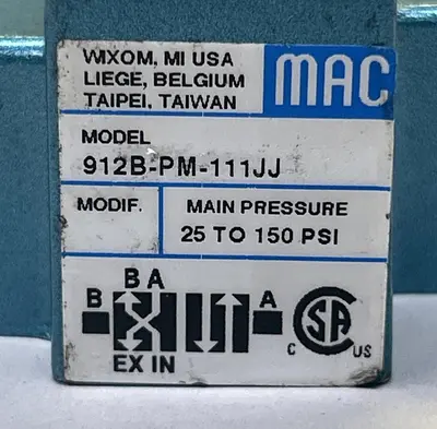 USED MAC VALVES 912B-PM-111JJ