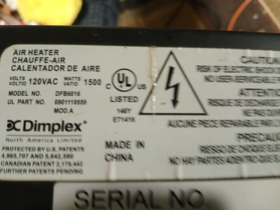 Used DIMPLEX DFB6016 Residential Appliances Michigan US | Miedema Asset Management Group #1287629